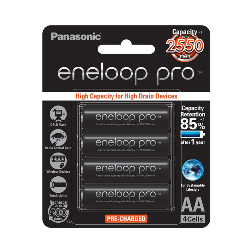 Panasonic Eneloop Pro AA 2450mAh High capacity 4pack (up to 2550mAh)